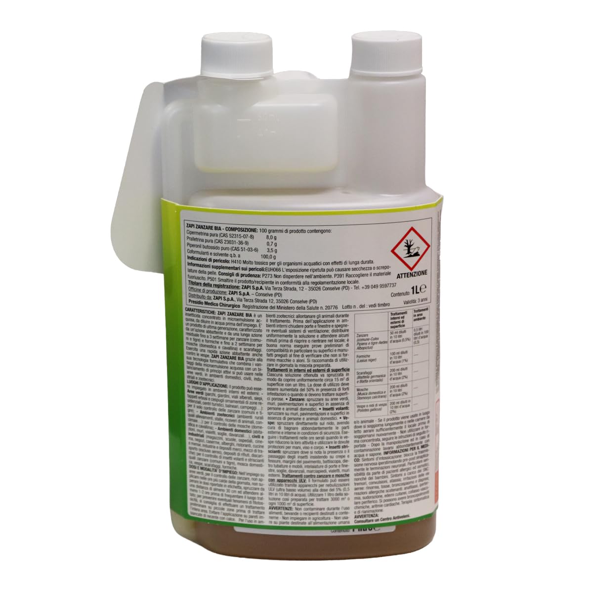Zapi Garden Bia Verde Insetticida per Zanzare Concentrato 1 Litro