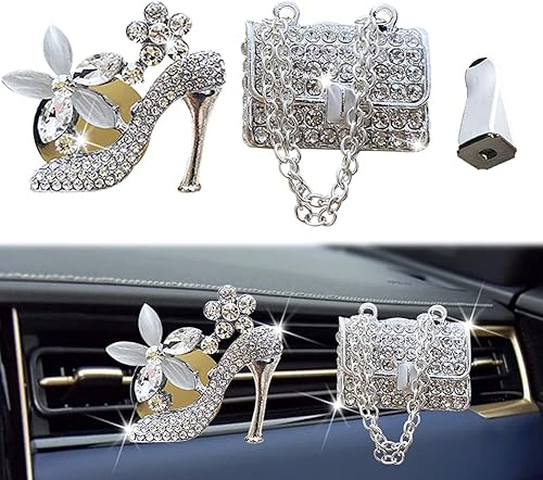 Tznyly Ambientadores de coche para mujer, accesorios de coche brillantes, decoración de salida de aire para automóvil, accesorios de coche