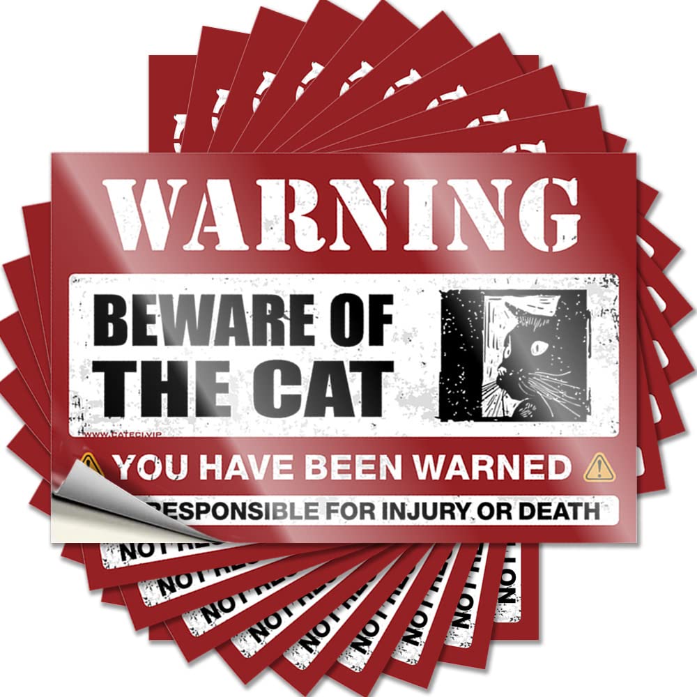 Unique Tattoo Aesthetic Decals, Bathroom Sets Cute Pattern Design for Adults Notebook | Cover Removable Vinyl Beware of Cat(6X9CM)
