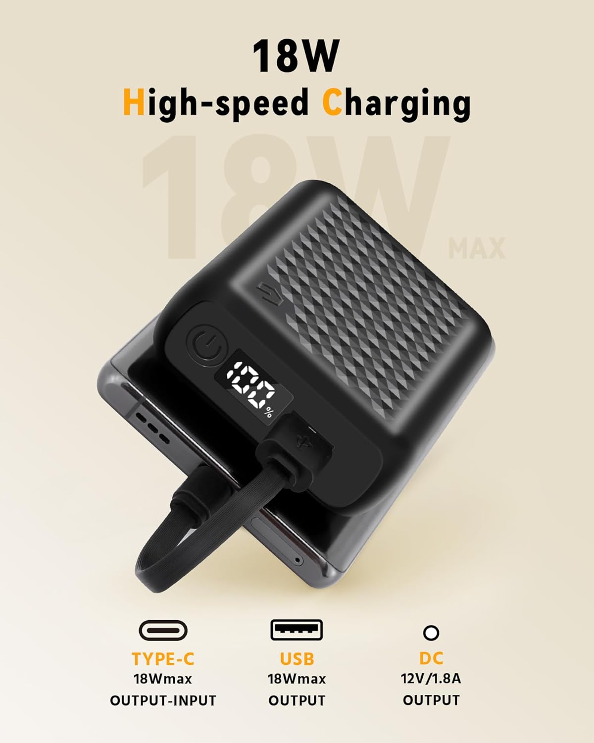 Wulcea DC Output 12V 18400mAh USB Output 5V2A Battery Pack Long Lasting Big Capacity for Heated Apparel Cloth Women Men Lady Jacket Coat Pants Camping Chair Power Bank Replacement USB Portable Charger - Image 3