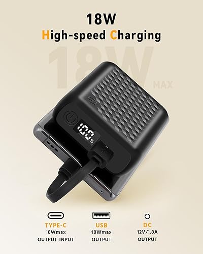 Miniatura 3 de Genovega Banco de energía de 12 V, 18400 mAh, batería de carga rápida de alta capacidad, entrada tipo C, salida USB CC tipo C para chaquetas con