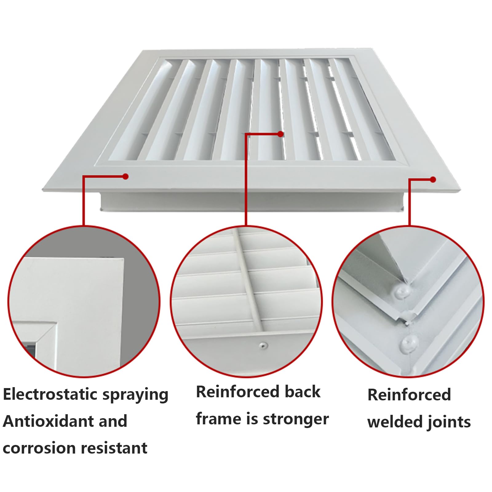 Cubiertas de ventilación cuadradas de aluminio para paredes, sistemas de ventilación de rejillas HVAC y rejillas de retorno reguladores de ventilación ajustables para un control óptimo del flujo de
