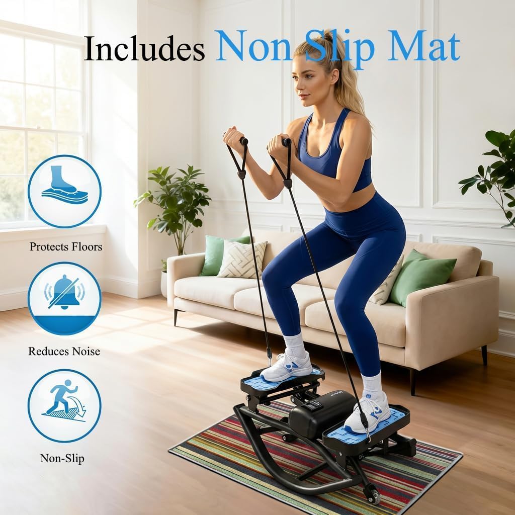 Rock Stepper Step Side to Side - Mini Stepper for Home & Office Workout, Low Impact Lateral Motion Exercise Machine for Core & Glutes, Whisper Quiet Under Desk Stepper, Fully Assembled, 330lb Capacity