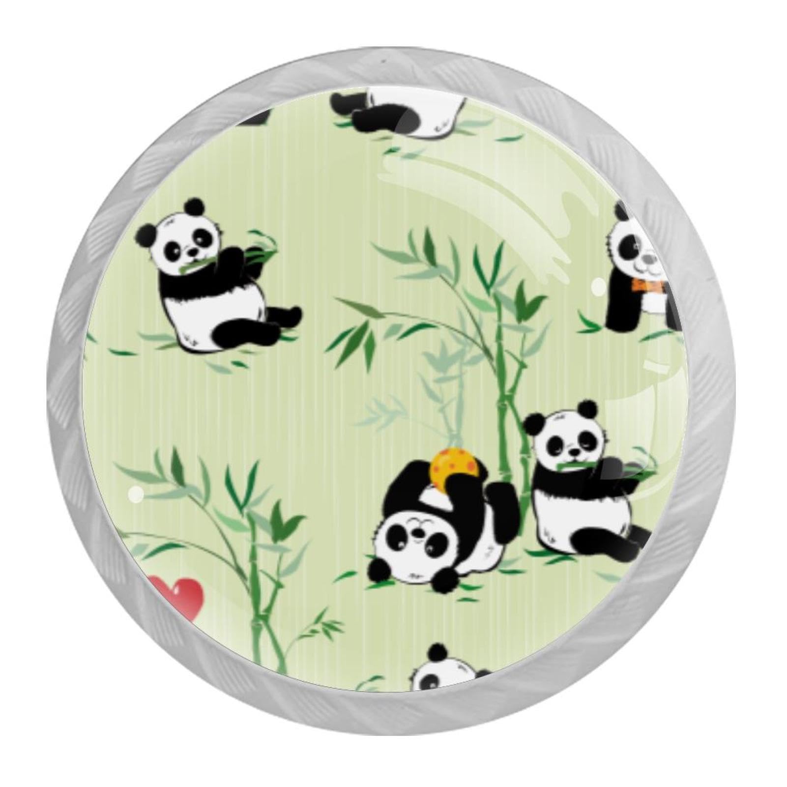 Tqmspg Multi10 4 Pieces Drawer Pulls Pandas Animal Patterns Door Knobs Dresser Handles For Kitchen Wardrobe Cupboard Hardware Furniture