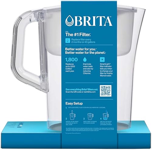 Miniatura 3 de Brita Large 10 Cup Water Filter Pitcher with Smart Light Filter Reminder and 2 Standard Filtes, Made Without BPA, White (Packaging May Vary)