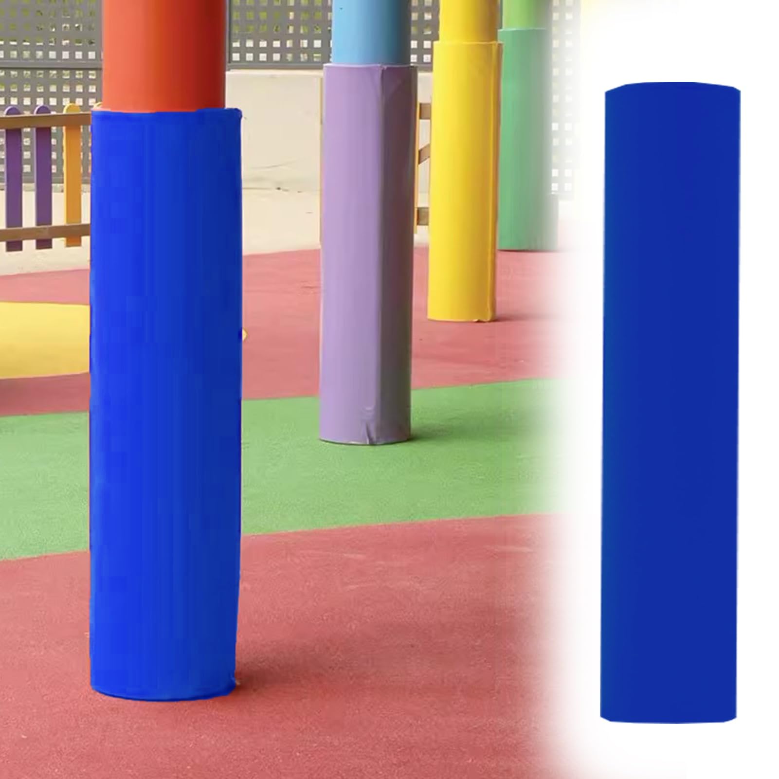 All Weather Round Column Pole Padding, Safety Pole Wrap Column Cover for Community/Playground, Professional Pole Anti-collision Protector Pad(Blue,Dia-6.5"/16.5cm)