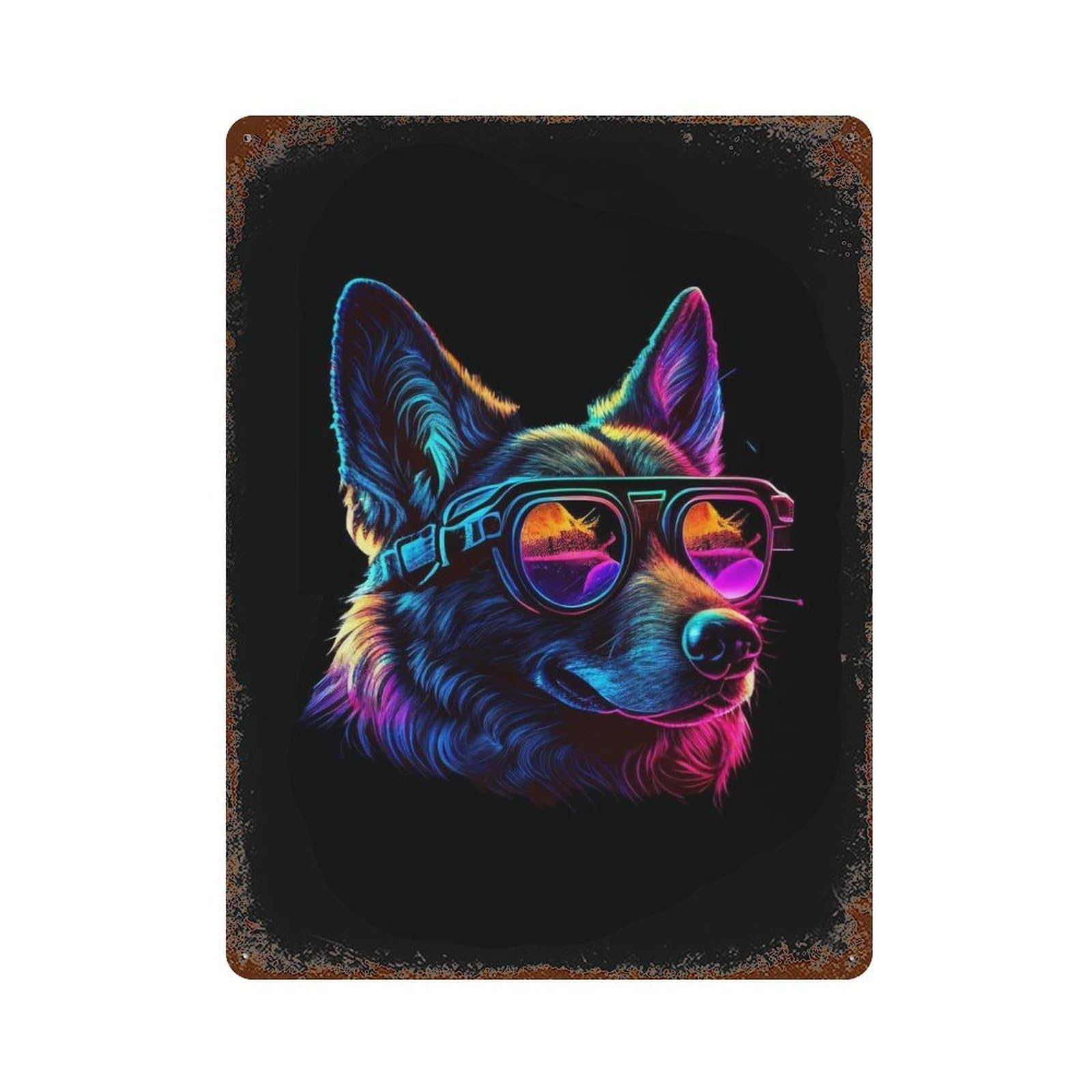 Vintage Rust Metal Sign with German Shepherd Design 15.7"x11.8", for Shed, Workshop And Garage Wall Decor, Classic Wall Plaque