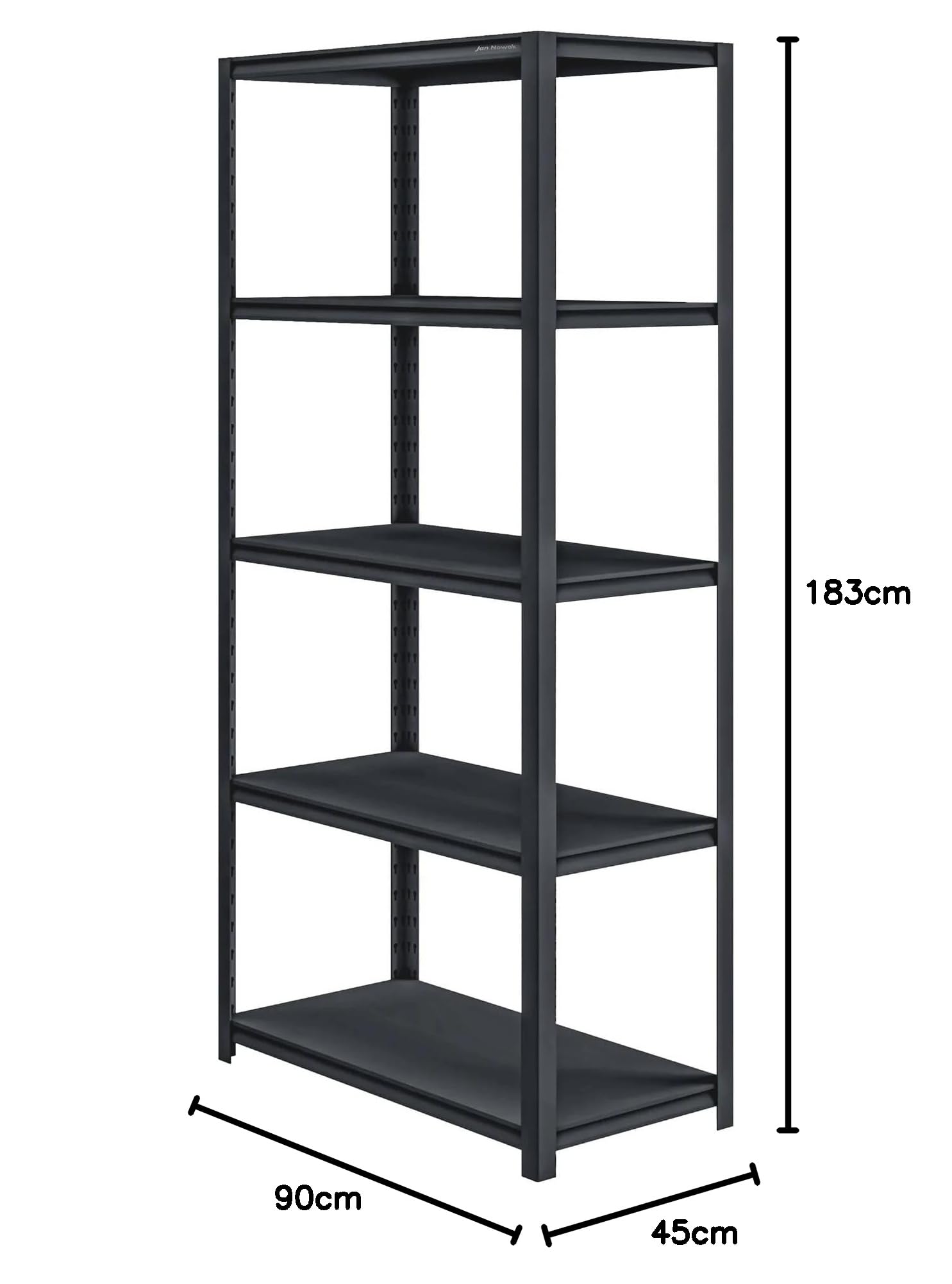 Jan Nowak Regał magazynowy, warsztatowy, do dużych obciążeń, regał piwniczy, 5 metalowych półek, obciążenie do 425 kg, metal, 183 cm x 90 cm x 45 cm (antracytowy)