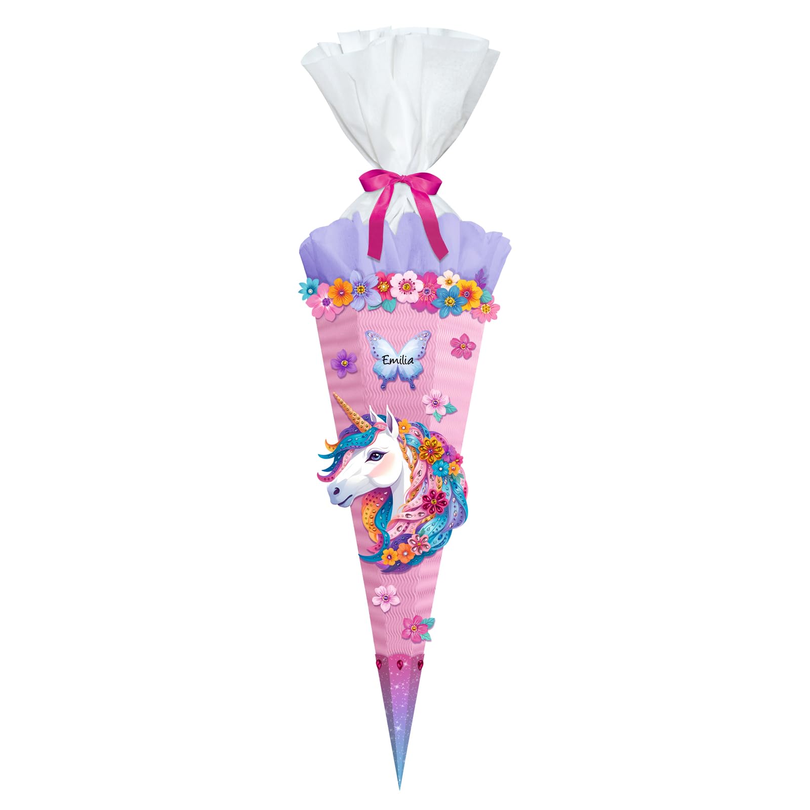 Ursus 10040001 – Diamond Painting Schultüten-Bastelset Easy Line "Fancy Unicorn", Rosa, 6-eckig