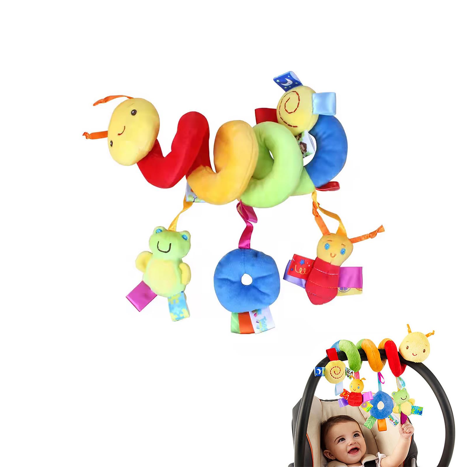Caterpillar Crib Toys Stroller Soft Plush Toys Spiral Colorful Baby Toy for 6 to 12 Months, Can Stimulate Early Visual and Brain Development in Newborns-image-42