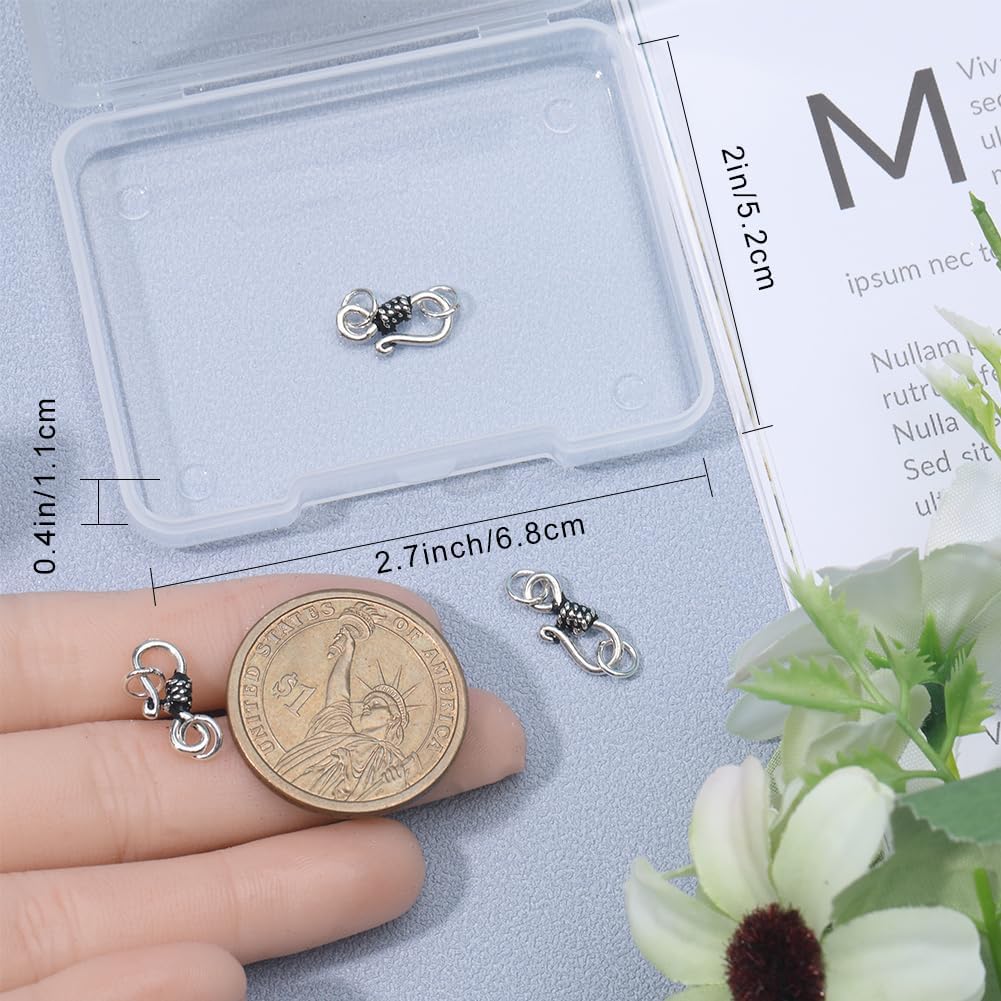 Beebeecraft 1 Box 4Pcs S Hook Clasps Sterling Silver 14mm Necklace Clasp Connector with Double Jump Rings for DIY Jewelry Making