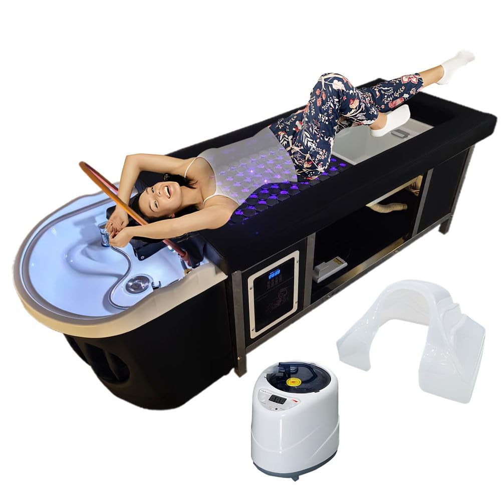 Lettino professionale giapponese per la testa con acqua fumante e moxibustione per la schiena, lettino per shampoo e massaggi, attrezzatura per salone di bellezza e barbiere, pediluvio dispo