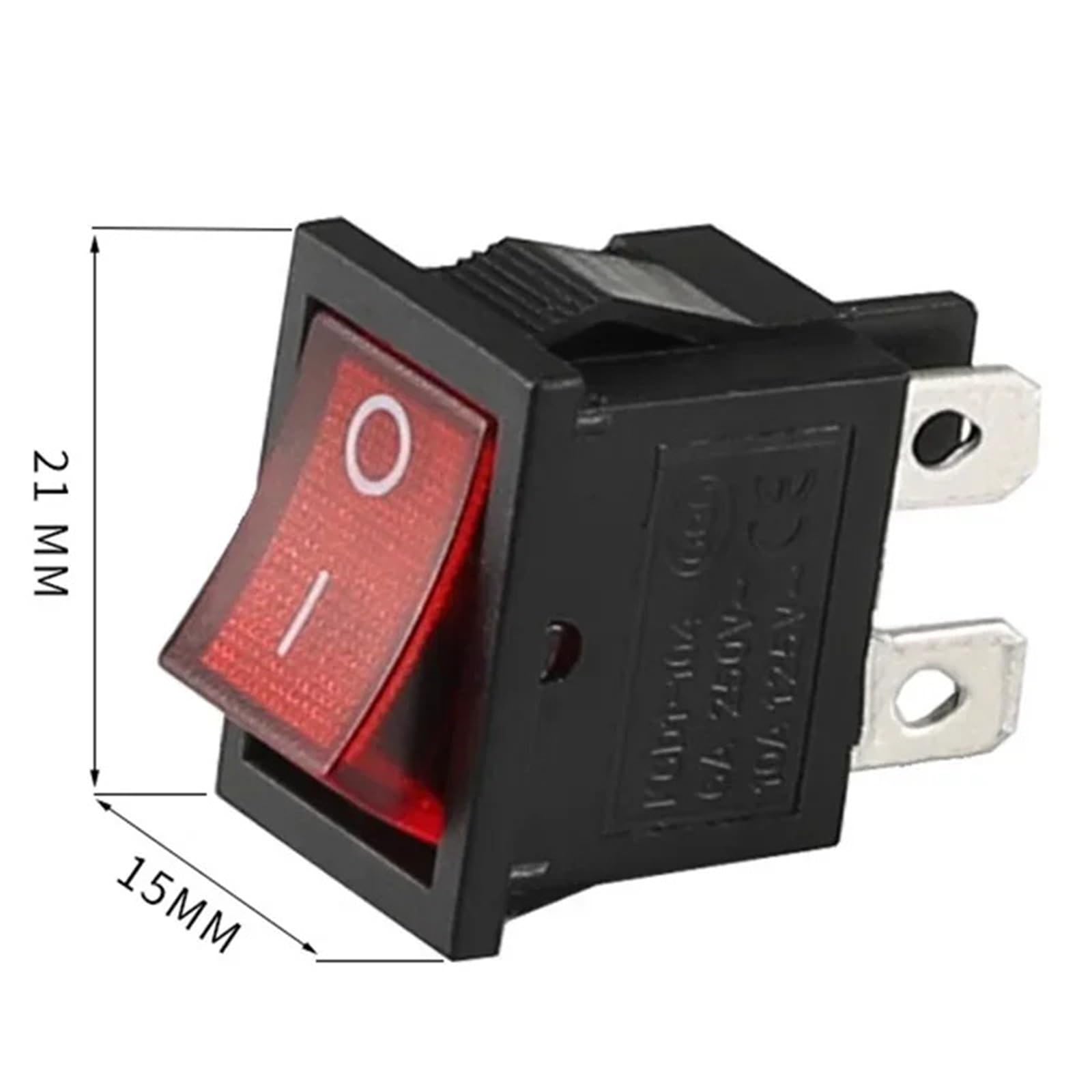 Interruptor basculante KCD1 de 2 y 3 pines for barco o coche, 6 A/10 A, 250 V/125 V CA, botón rojo, verde y azul, 5/20 unidades(4Pin Blue LED,20PCS)