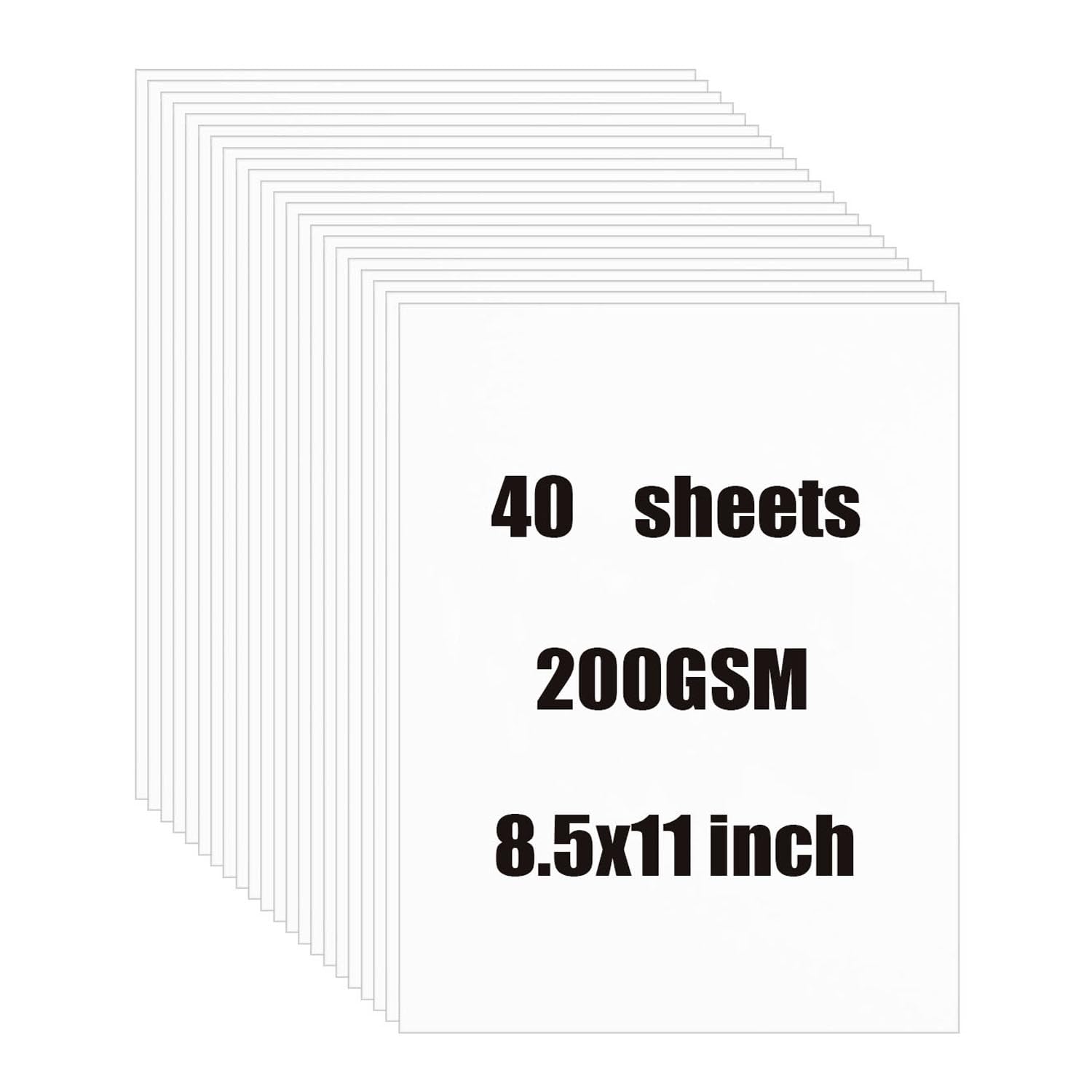 40 Sheets White Cardstock, 200gsm Thick Paper Cardstock for Invitations, Menus, Wedding, DIY Cards Cards Making, Stationary Printing, 8.5 x 11 Inches