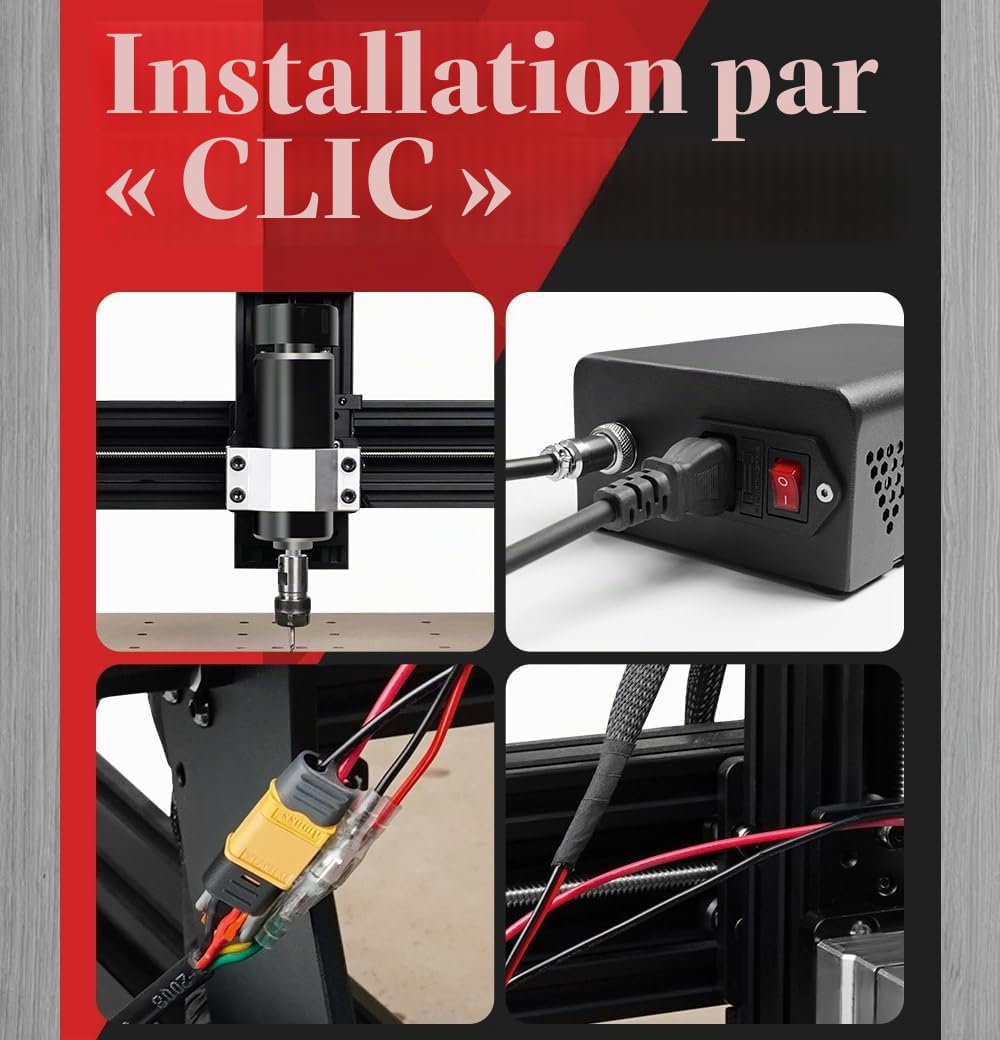 Kit de moteur de broche CNC, 500 W, 11000 tr/min, moteur Bldc refroidi par air avec boîtier de commande intégré, bouton de réglage de la vitesse, pour gravure DIY, gravure CNC, perçage CNC, TTC 450