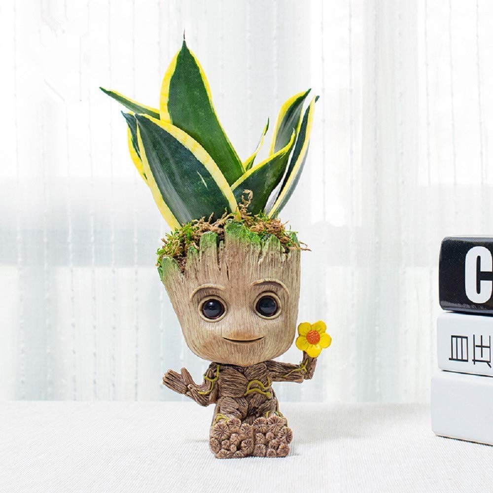 SLOCME Pot de fleurs Groot – Les Gardiens de la Galaxie pour pot à stylo, décoration de bureau, pot de fleurs avec trou de drainage