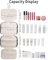 Vista 5 de Narwey Neceser colgante para mujer, bolsa de artículos de tocador para viaje, tamaño esencial, accesorios, A-Negro, Large