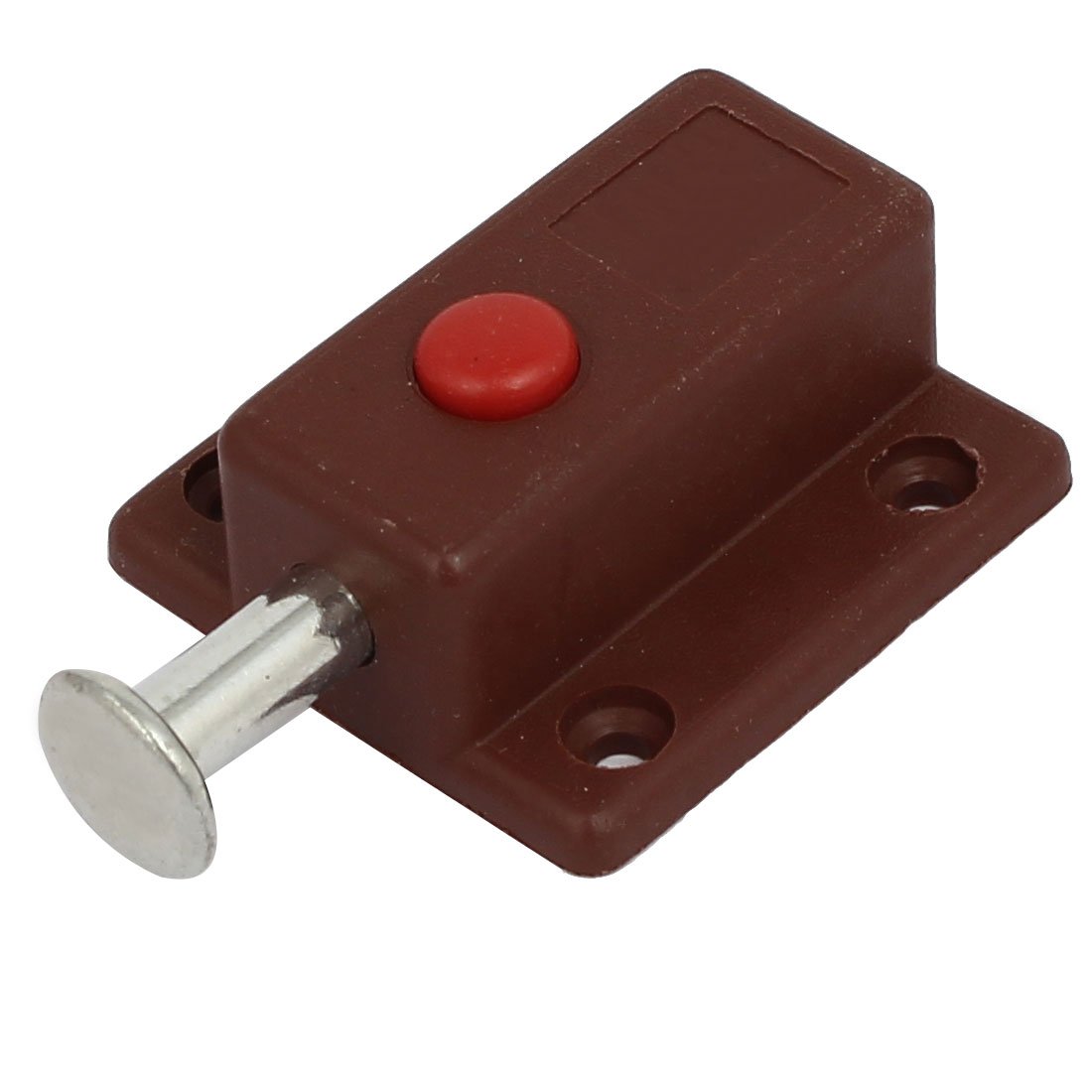 Sourcingmap Closet Plastic Shell Button Control Automatic Barrel Bolt Latch Lock Brown - Image 2