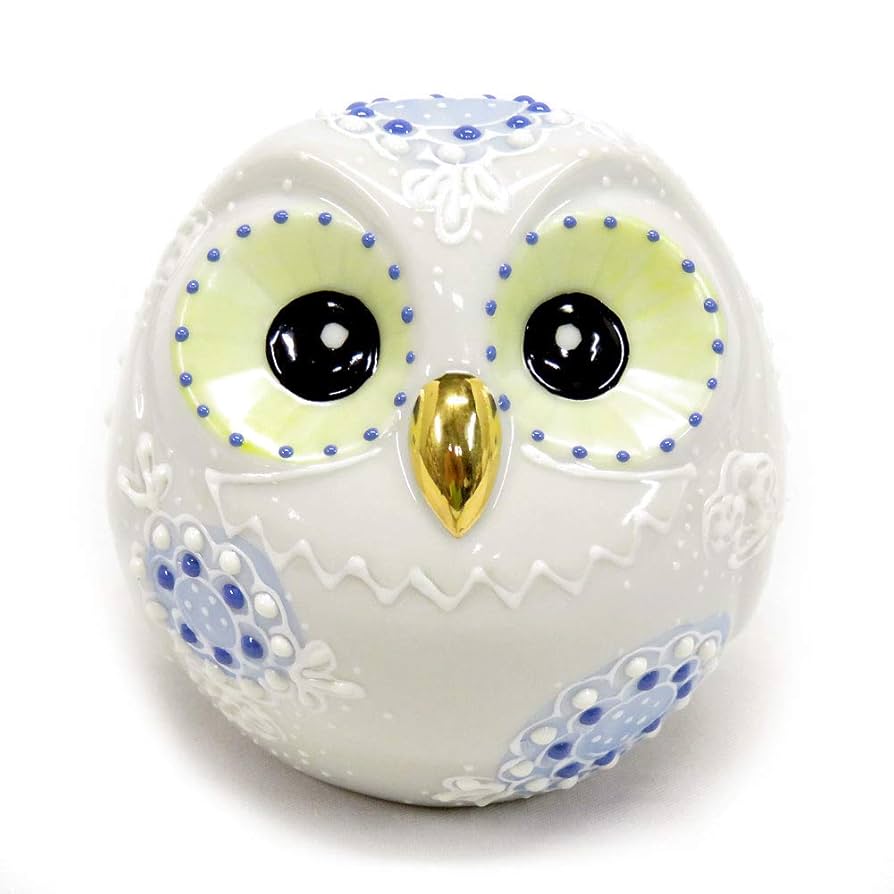 陶器製フクロウの置物 九谷焼 フクロウ 置物 陶器 九谷焼 ふくろう 白黒盛 風水 開運 縁起物