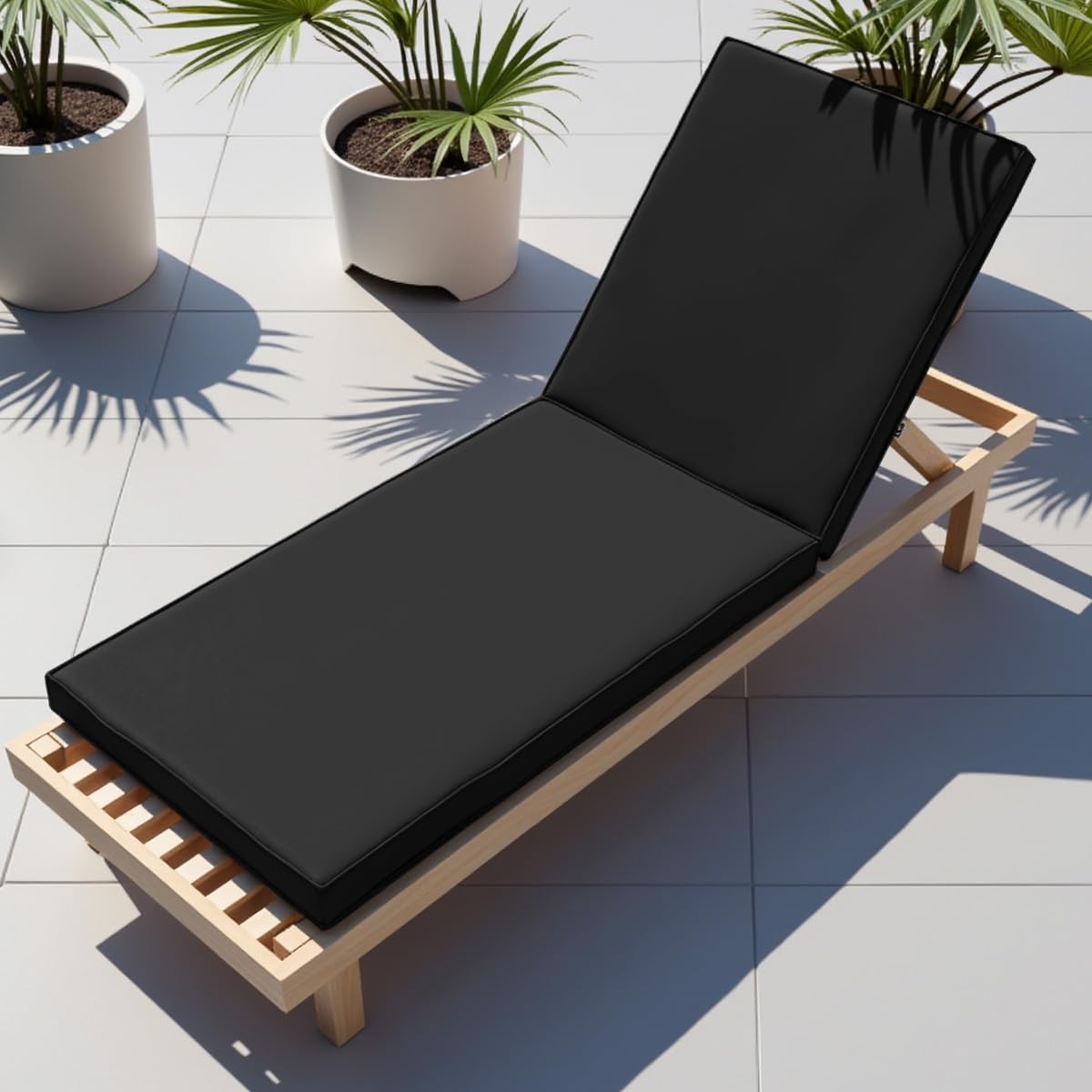 WLXFF Waterproof sun lounger cushion 5/8CM Thick garden chair cushions with backs steamer chair cushions With Zip Sun Lounger Replacement Cushion sunbed cushions for sun loungers,NO1,203X66X5CM