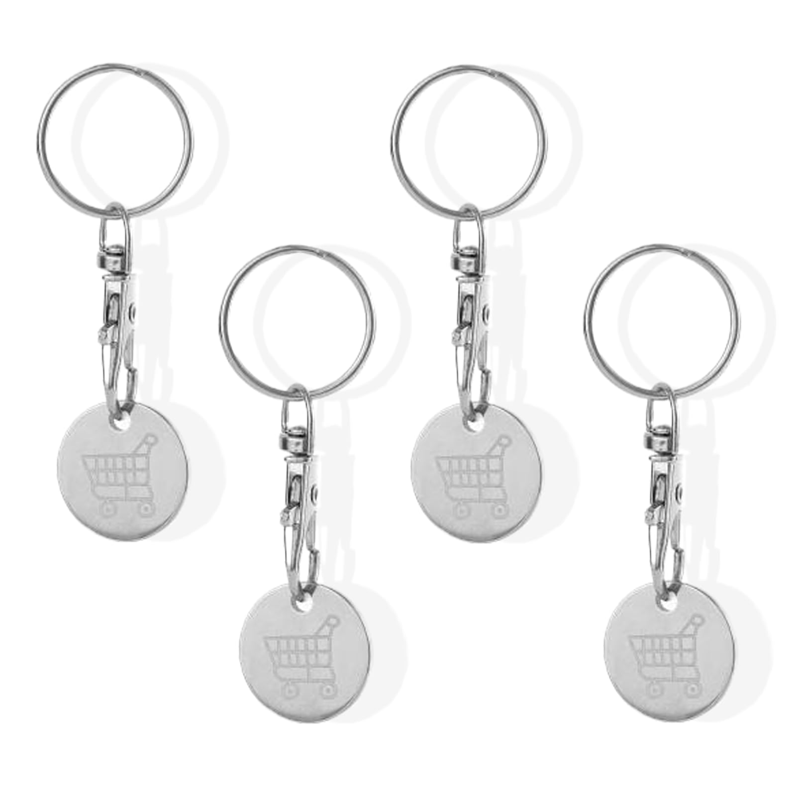 Labyrinxel Trolley Token Set Stainless Steel Shopping Trolley Tokens with Keyring Clip Pound Coin Alternative for Supermarket Use