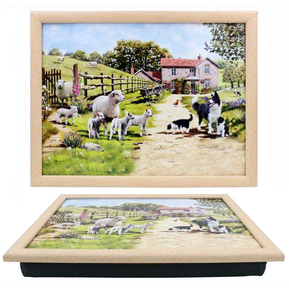The Leonardo Collection Macneil Studios Collie & Sheep Laptray For Food Serving & Breakfast | Comfortable Lap Trays With Bean Bag Cushion | Durable Laptrays For Eating On Lap For Adults
