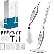 Steam Mop for Floor Cleaning, 12 in 1 Handheld Steam Cleaner for Home, Floor Steamer for Hardwood Windows Tile Laminate Shutter & Clothes with Attachments (White)