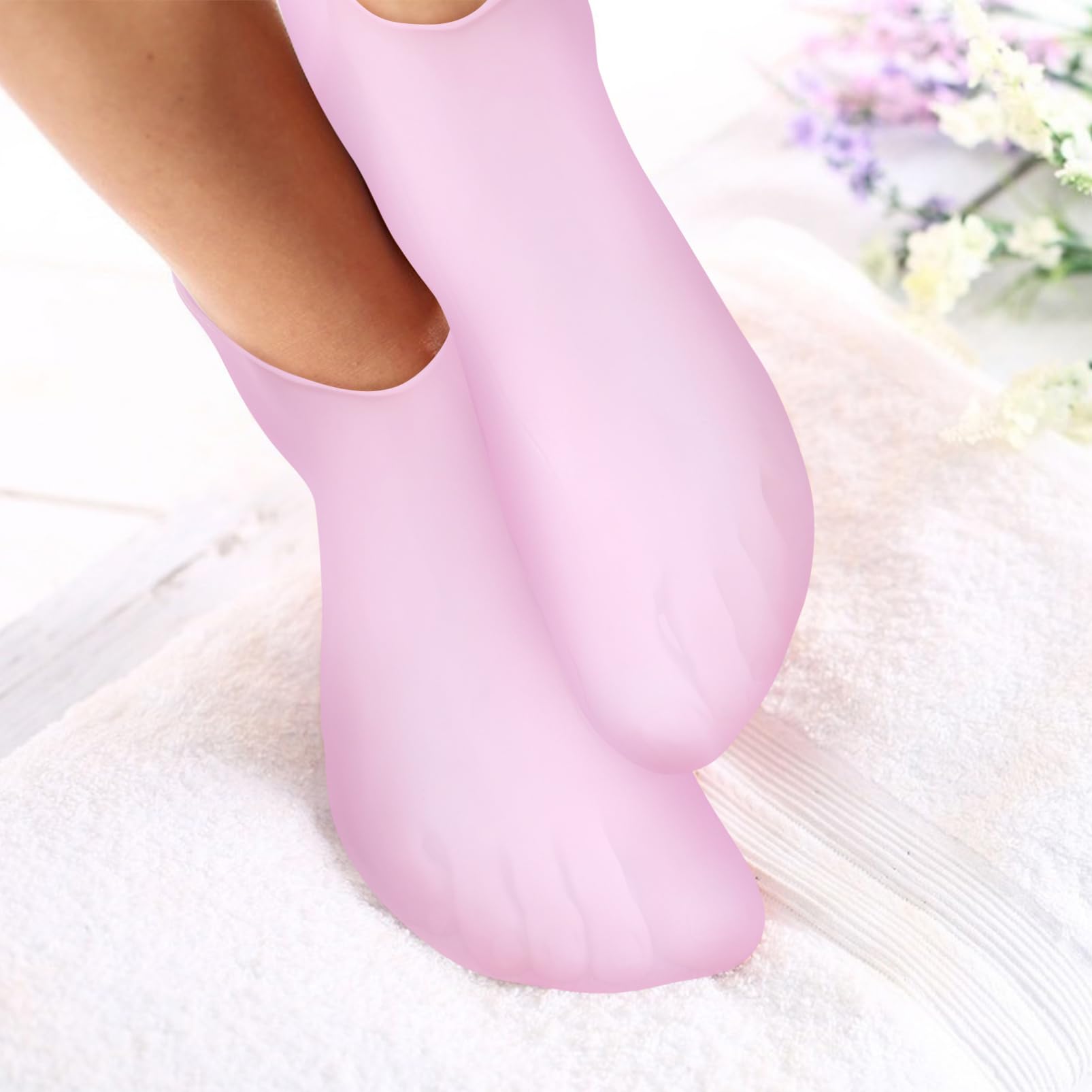 4 Pares de Calcetines de Silicona Cómodos y Suaves Hidratantes para Mujer Ideales para Pies Secos y Agrietados en Casa