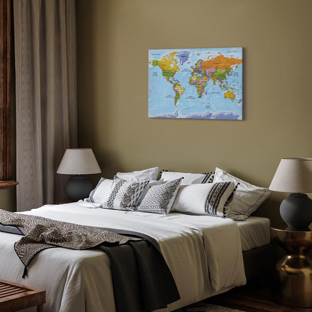 murando - Quadro Terra 120x80 cm 1 Pezzo - Stampa su Tela Canvas con Struttura - Quadri Moderni Soggiorno Grandi - Murale Arte Decorazioni da Parete Immagini Decori - Mappamondo Italiano k-A-0458-b-a