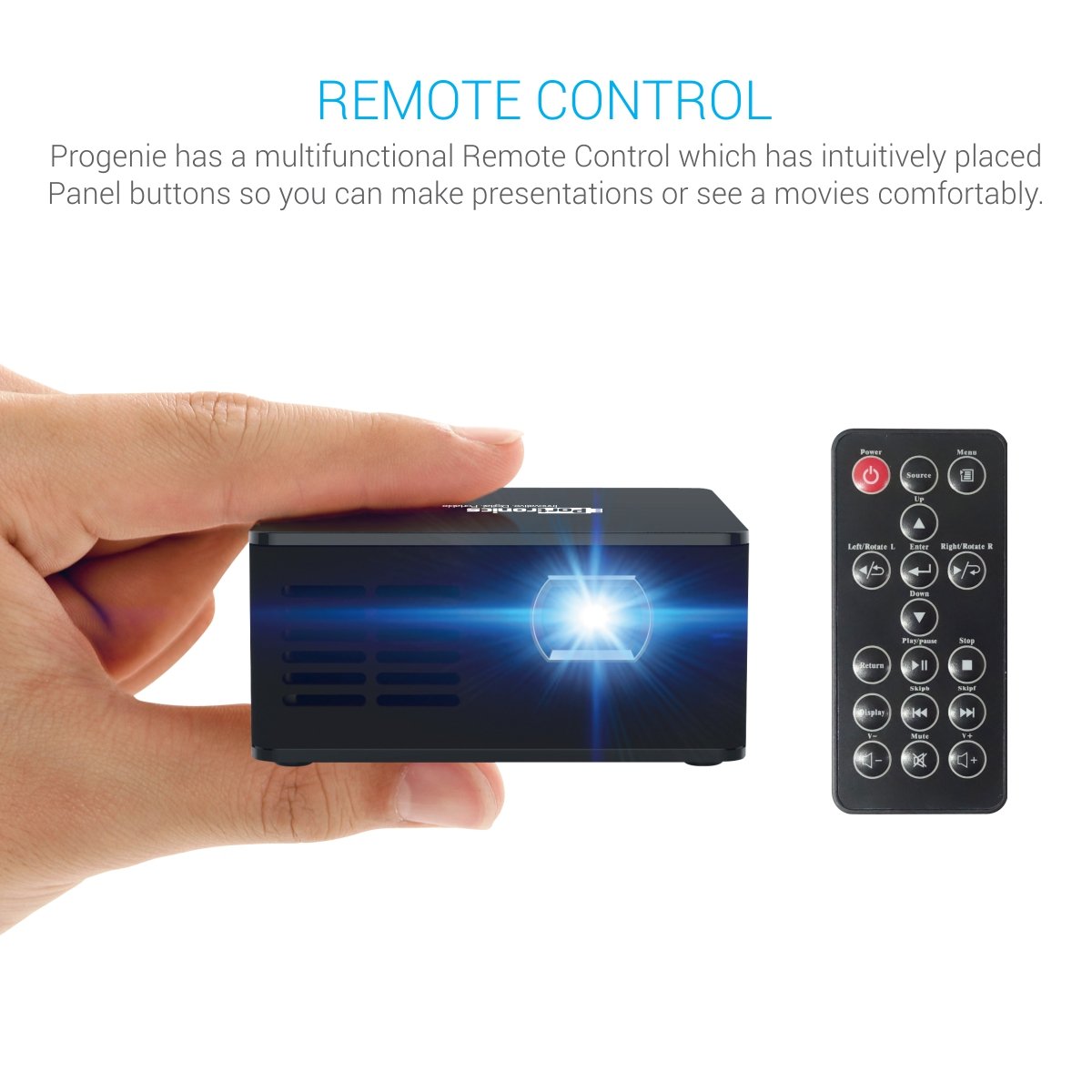 Portronics POR 600 Projector on its stand