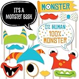 Monster Bash - Little Monster Birthday Party or Baby Shower Photo Booth Props Kit - 20 Count