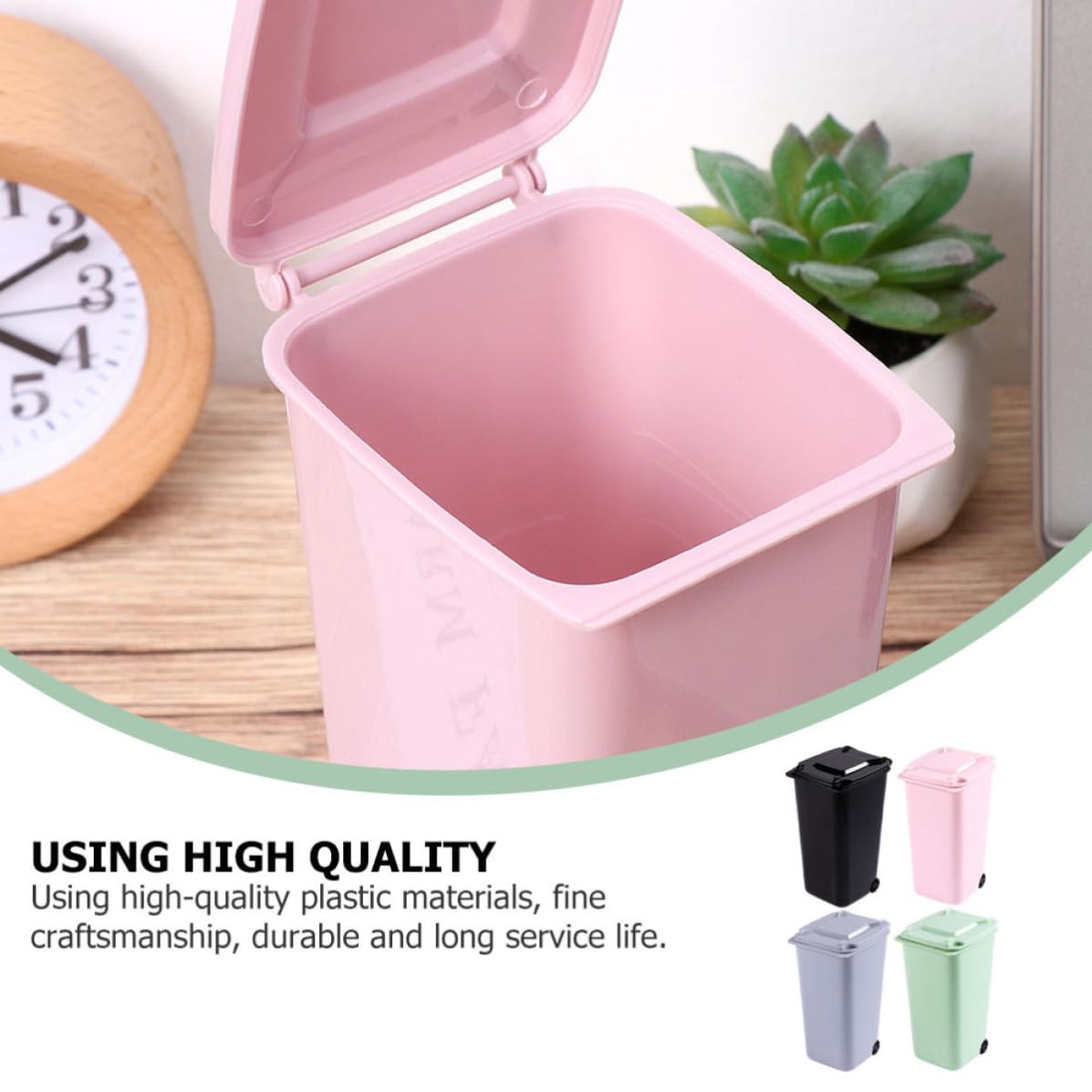 Contenitori per Rifiuti da Scrivania in Plastica Set 4 Pezzi Design a Conchiglia, Mini Secchi per Spazzatura Colore Casuale per Camere e Ambienti Interni
