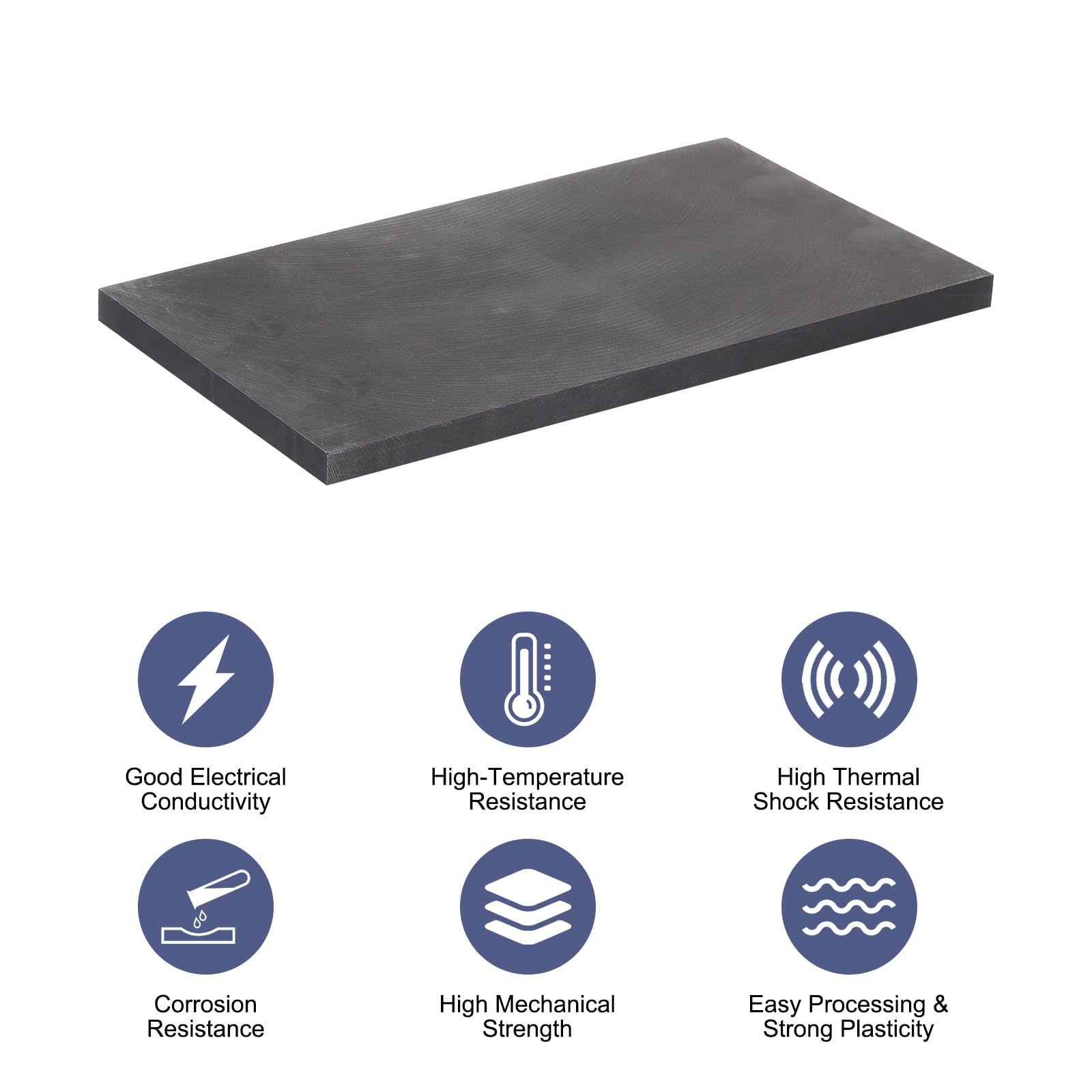 QUARKZMAN Bloc de Graphite en Lingot, Rectangle, Plaque D'Électrode en Graphite 300x150x10mm pour La Fusion, La Coulée, L'Électrolyse Et L'Électroplacage