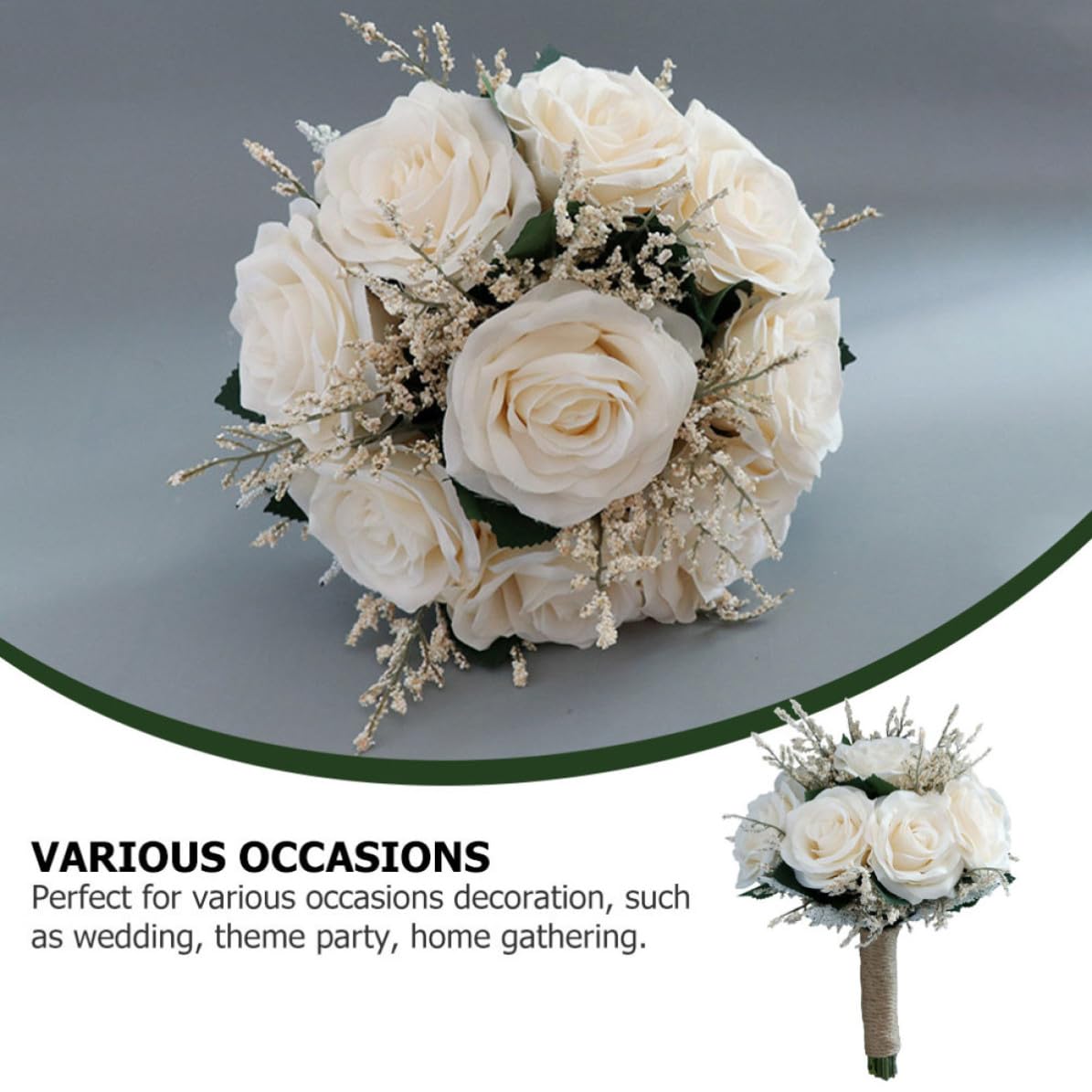 BESPORTBLE 2 Pezzi Bouquet di Rose Artificiali Bianche per Nozze e Foto