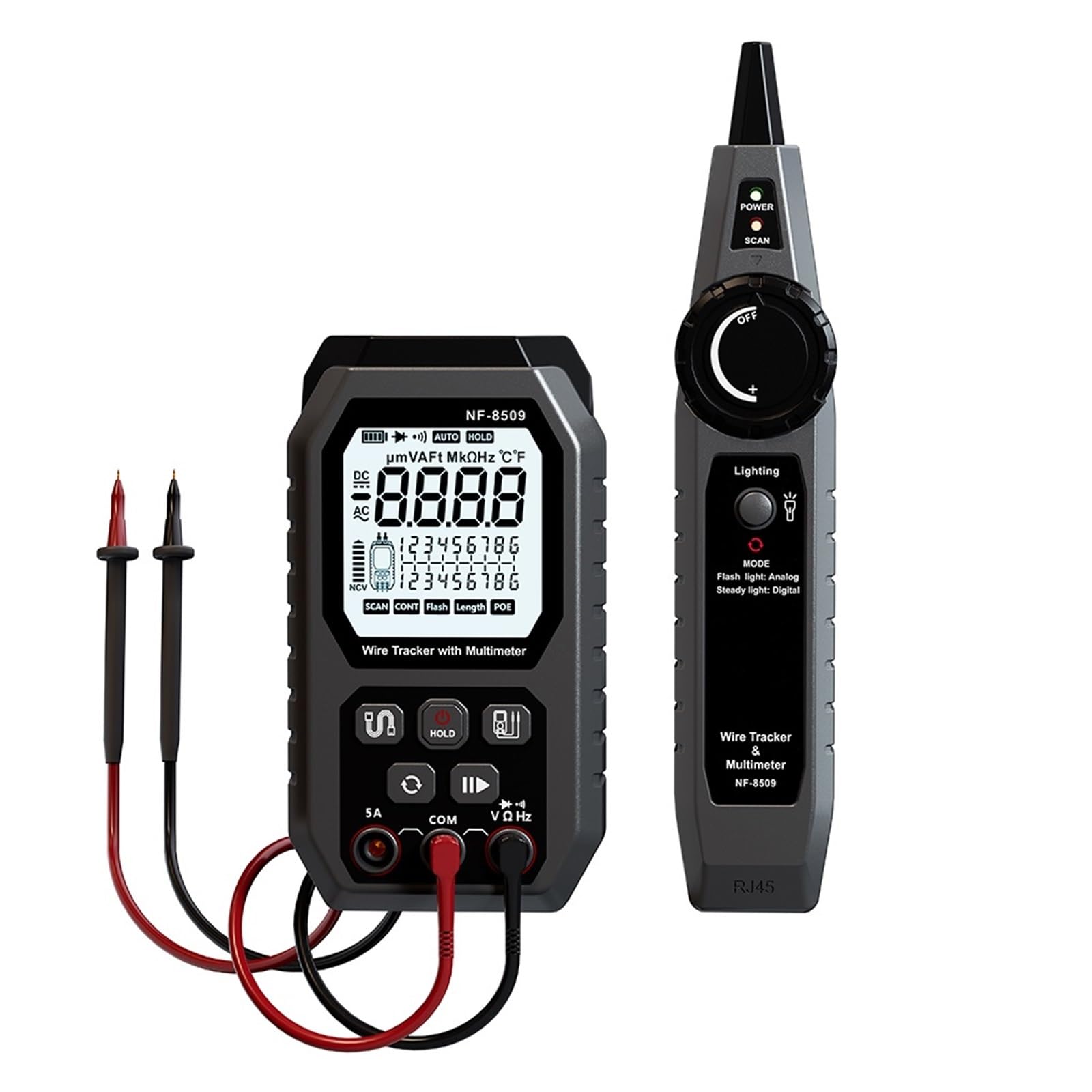 Tester Kabli Sieciowych NF 8509 Do Multimetru Rezystancja Napięcia Prądu Test POE NCV AC DC LCD Wire Tracke Lekki I PrzenośNy