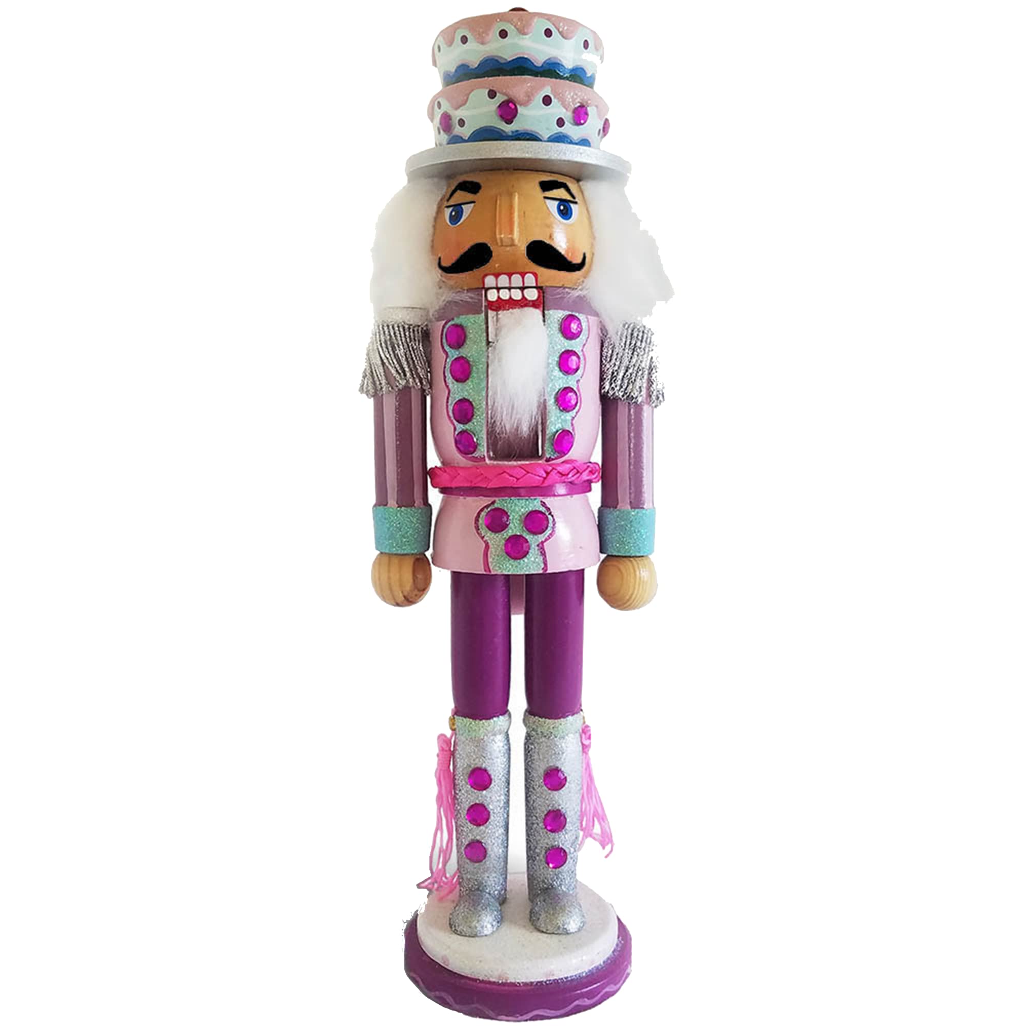Nutcracker Ballet Gifts, Christmas Ornaments, Wooden Figure Decoration with Bright Traditional Uniform for Holiday Home Decor, Ideal Xmas Ornament, 12 Inch, Soldier Nutcracker with Two-Layer Cake Hat
