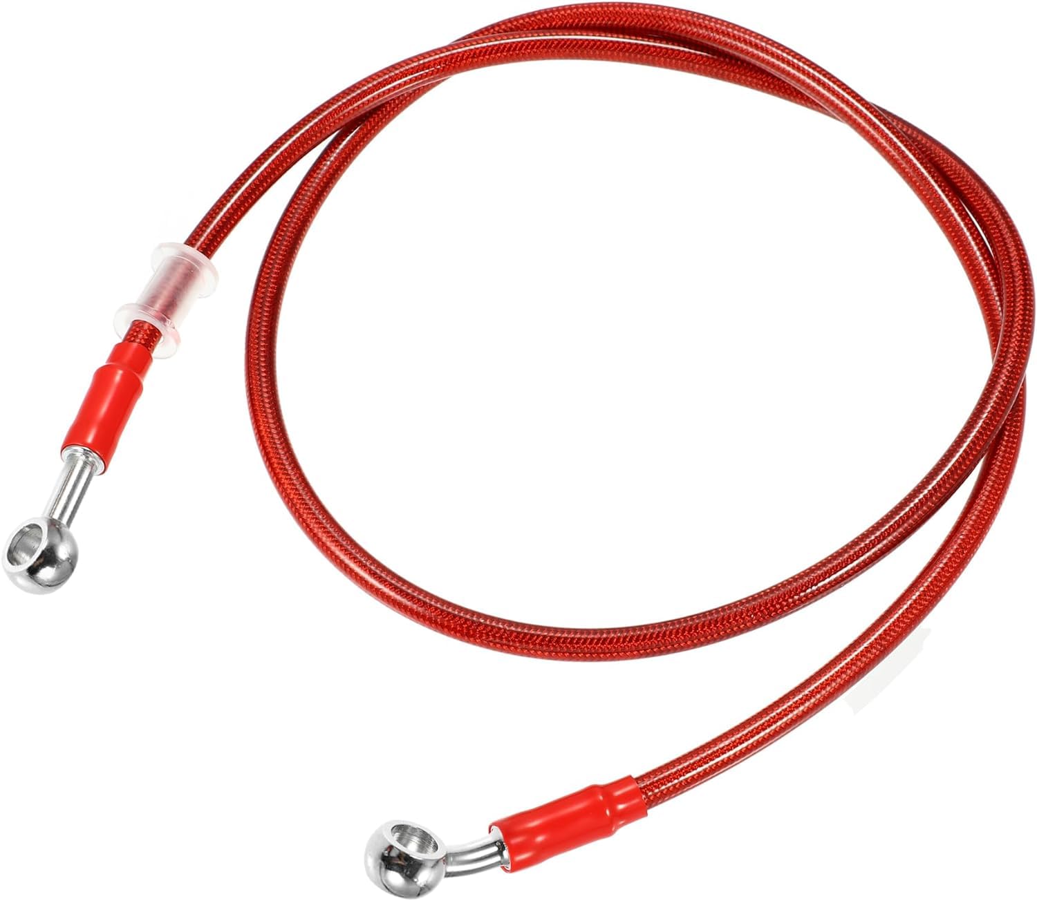 0TO6 Universal 100cm Motorcycle Brake Clutch Oil Hose Line Pipe Hydraulic Reinforced Stainless Steel Braided Hose, Red
