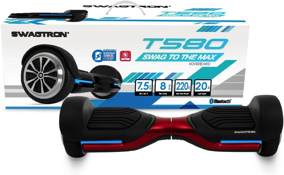 Swagtron T580 App-Enabled Bluetooth Hoverboard with Speaker, Smart Self-Balancing Wheel