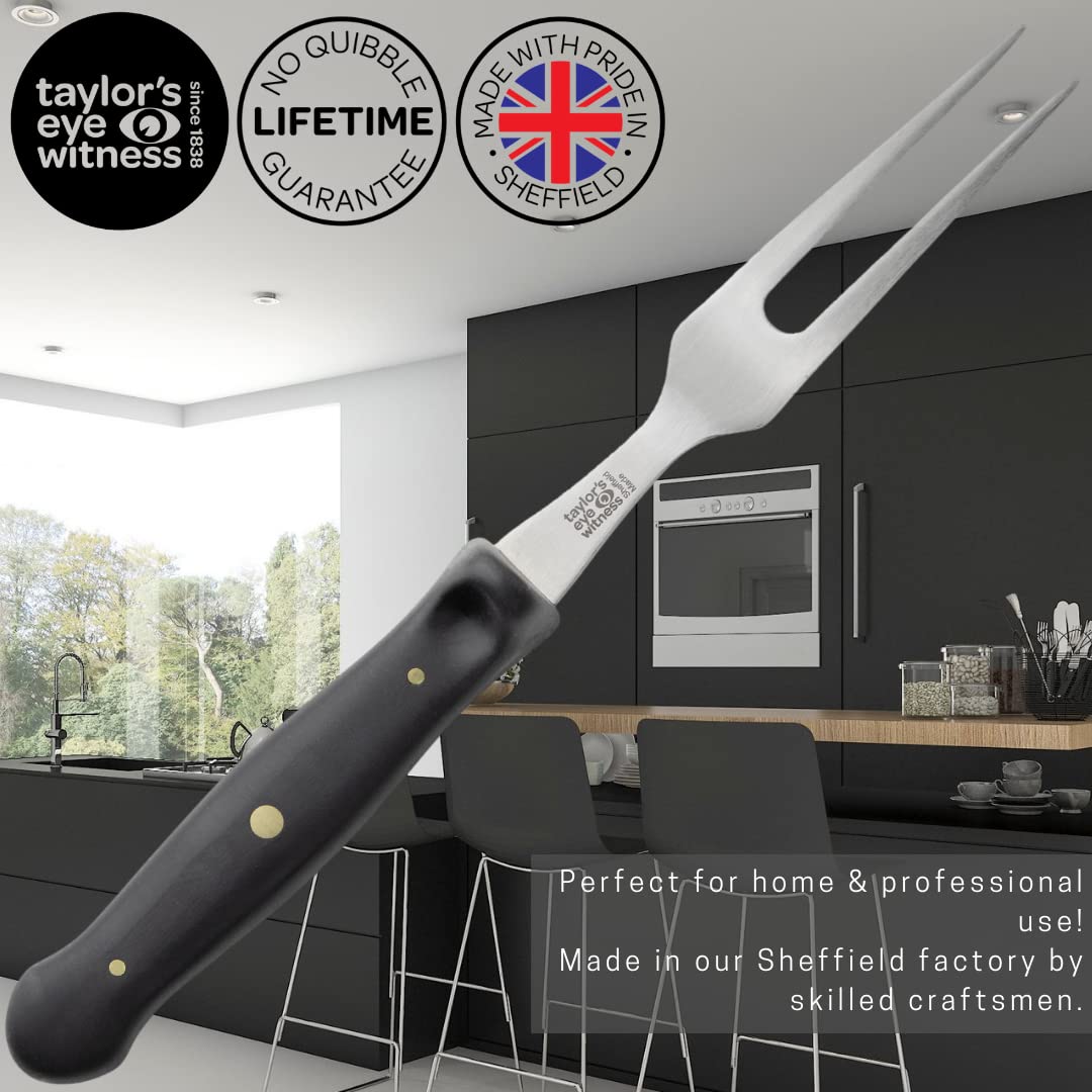 Taylors Eye Witness Professional Series British Made Tranchiergabel – 15cm lange Zinken aus rostfreiem Edelstahl. Dreifach genietet, Halb-Erlkonstruktion, ergonomisch geformter Handgriff