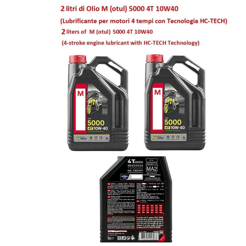 COMPATIBILE CON YAMAHA N-MAX 155 KIT TAGLIANDO PER SCOOTER 2 LITRI DI OLIO 10W40 5000 4T TECNOLOGIA HC-TECH+FILTRO OLIO+FILTRO ARIA+CANDELA