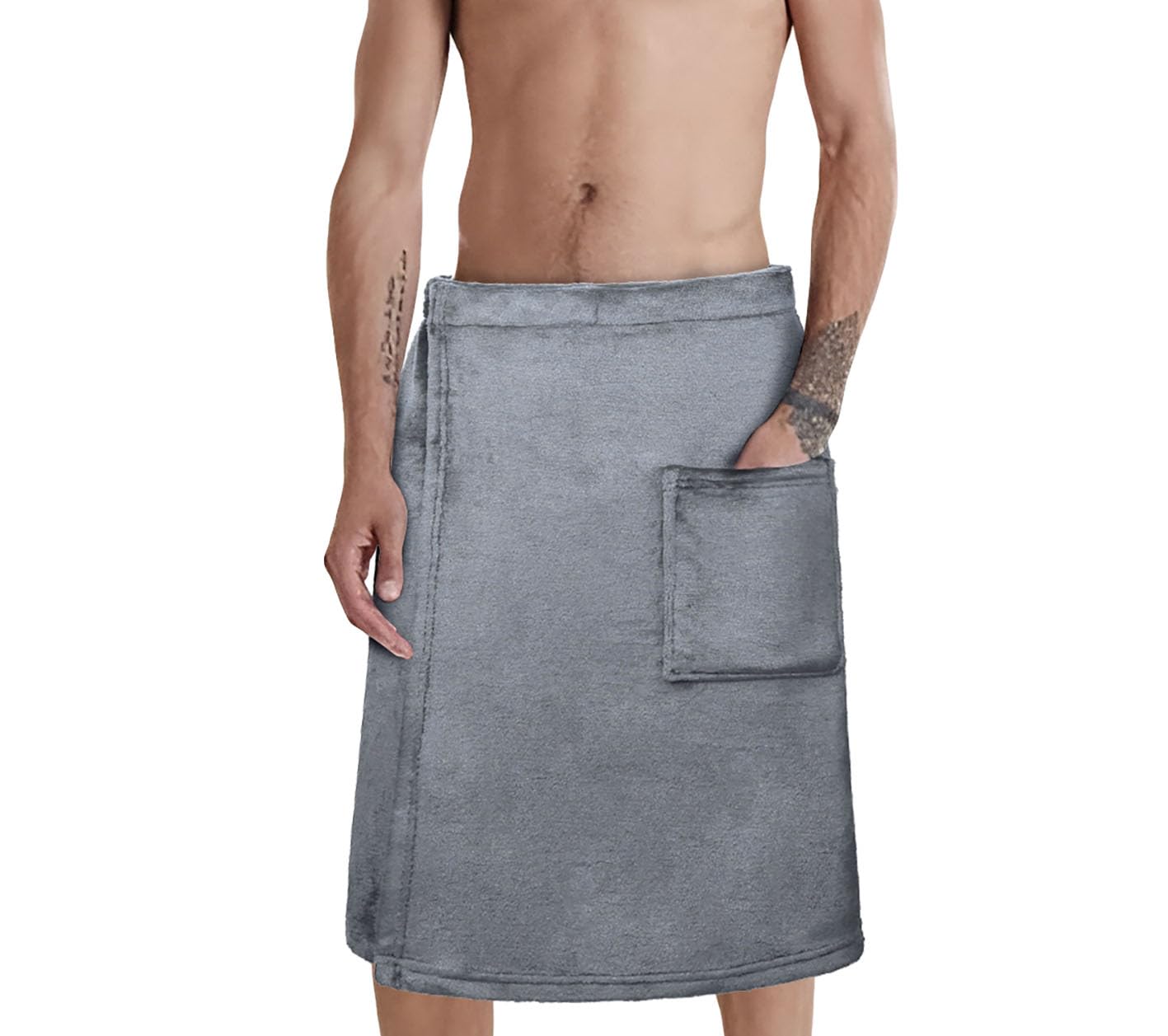 Men's Wearable Bath Towel Quick Dry Microfiber Bath Body Wrap with Pocket Soft Adjustable Towel Skirt Plain Color Highly Absorbent Beach Towel Pool Sauna Spa Bathing Cover Up Bathroom Shower Bathrobe