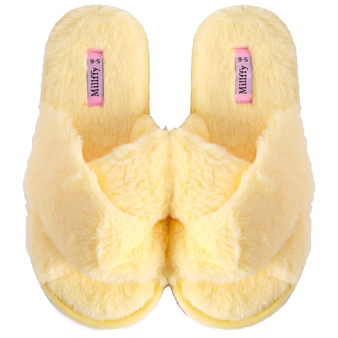 Fuzzy Fluffy Open Toe Slippers for Summer Warm Comfy flip Flop Slippers for Women Slip on