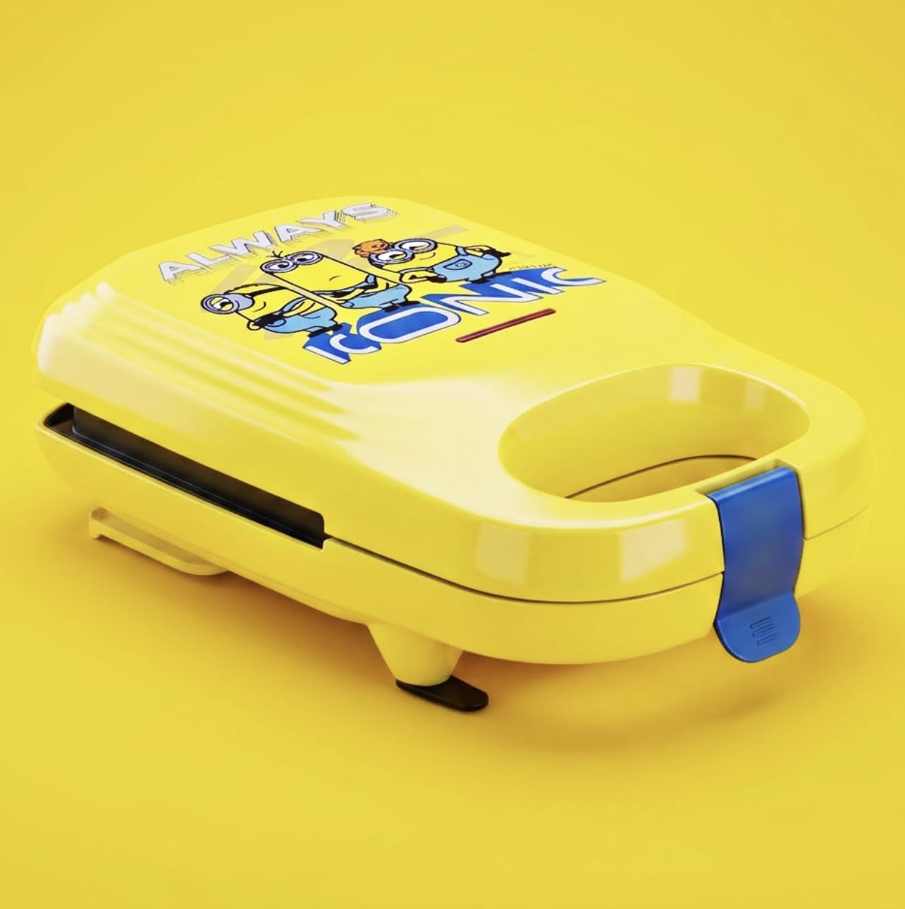 Berlinger Haus Minions Opiekacz do kanapek 3-w-1 600 W – tytanowa powłoka nieprzywierająca, kolekcja MINIONS, żółto-niebieski