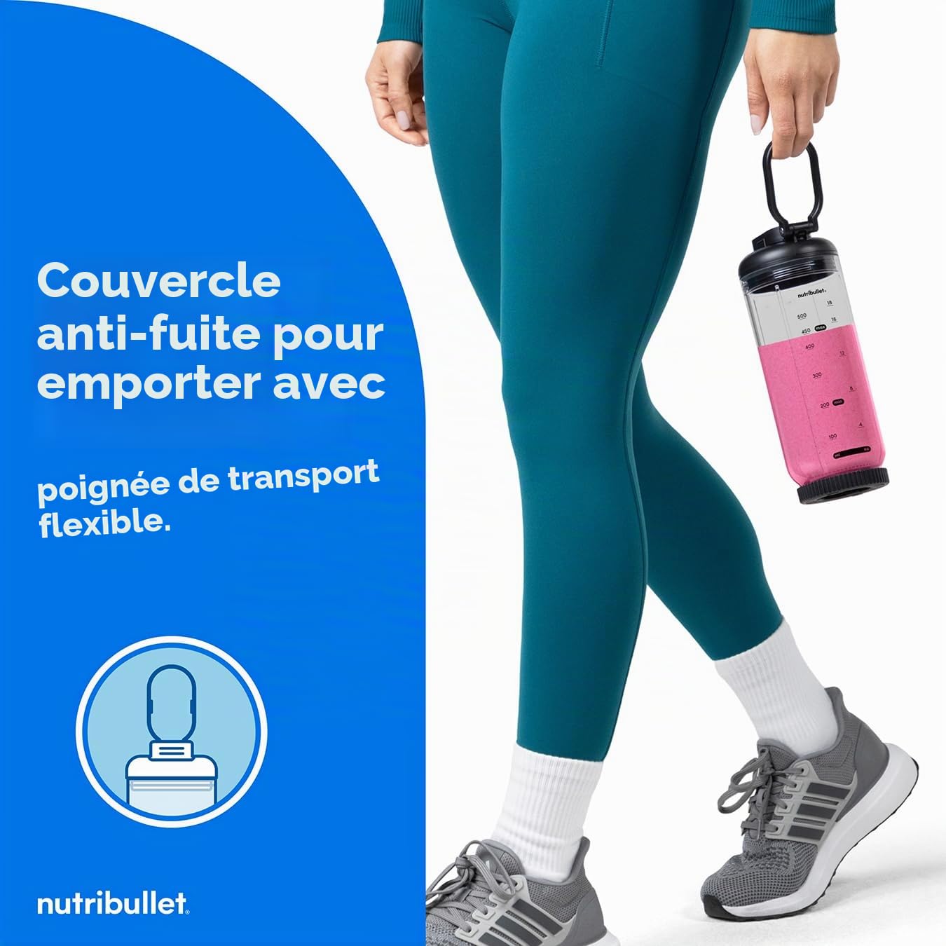 nutribullet Flex Mélangeur personnel noir – Assez puissant pour écraser la glace et mélanger les fruits et les noix surgelés – Tasse amovible de 500 ml avec couvercle étanche