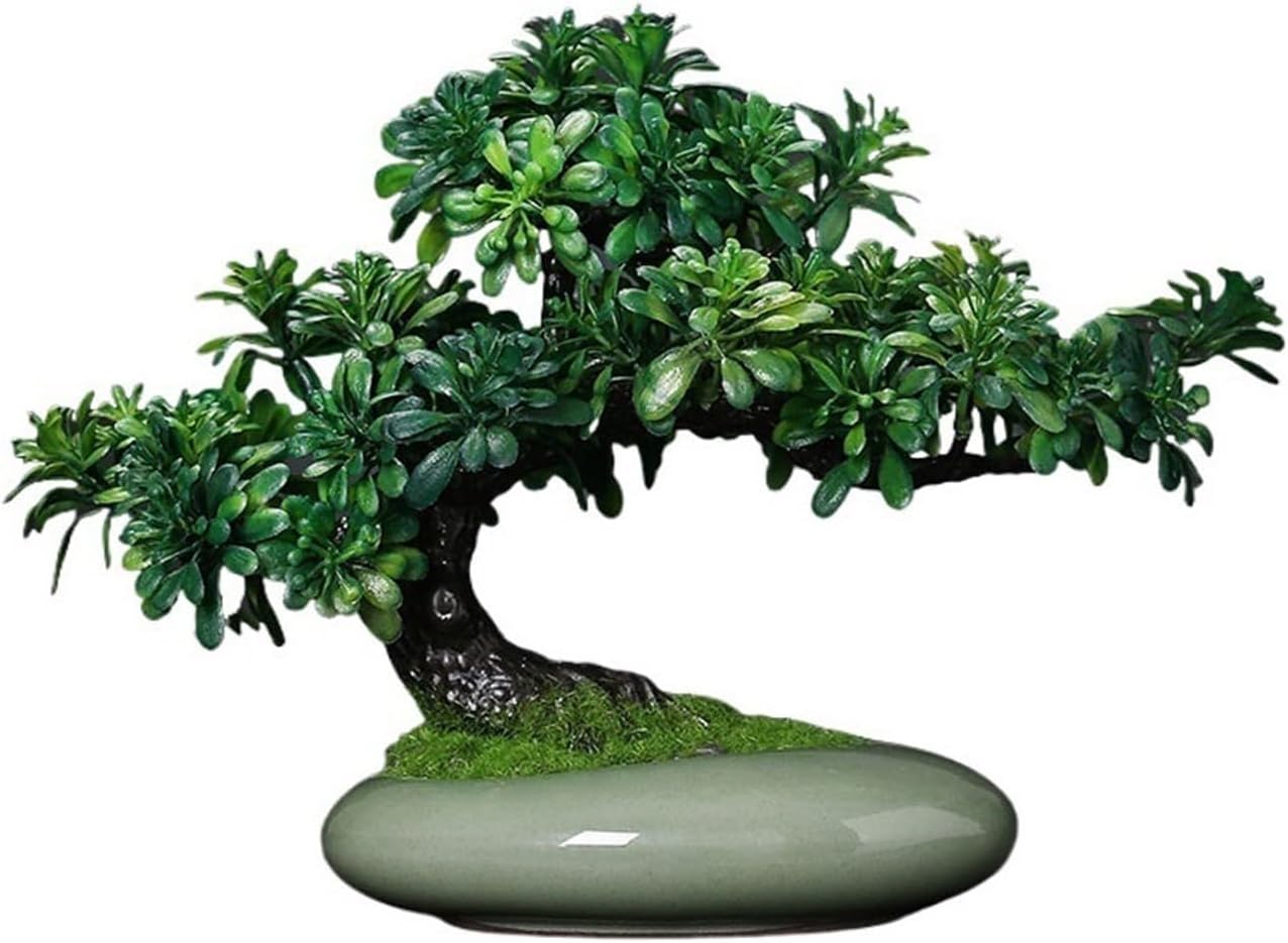 MINJING Artificial Bonsai Tree Small Potted Plants Fake