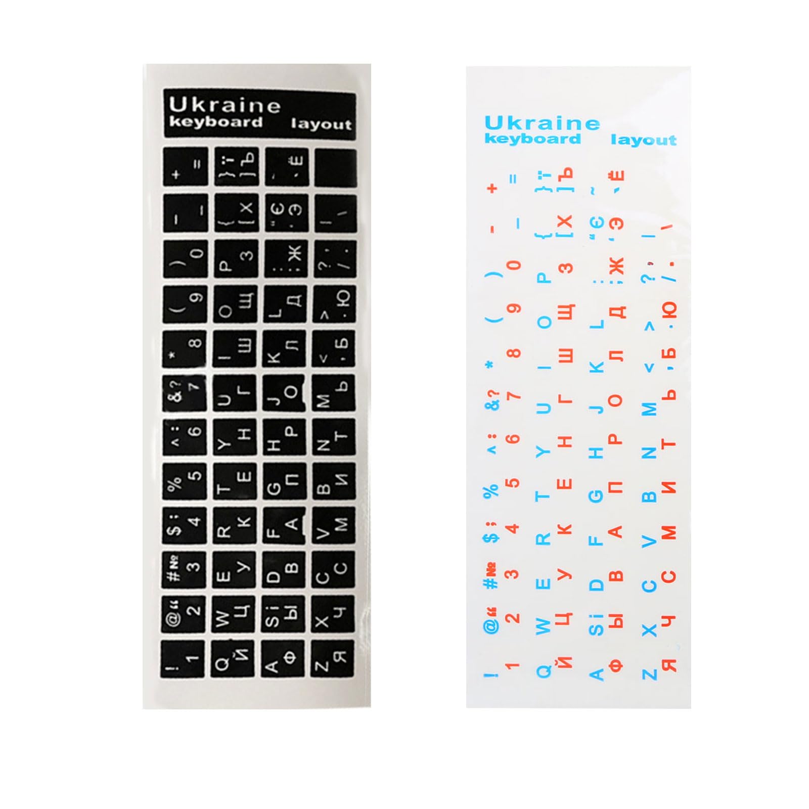 Ukrainian Keyboard Stickers Ukraine Black/Background with White/Color Lettering for Computer Keyboard Keys,PVC