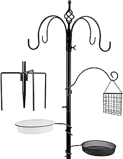 yosager Premium Bird Feeding Station Kit, 77" x 19" Bird Feeder Pole, Deluxe Multi Feeder Hanging Kit with Metal Suet and Bird Bath for Wild Birds Watching, Birdfeeder and Planter Hanger