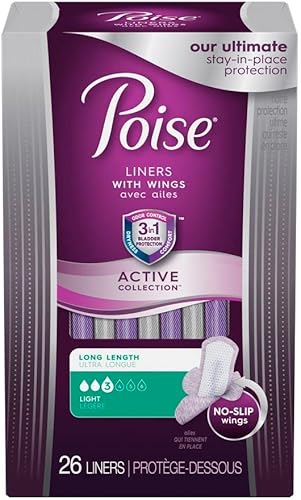 Miniatura 2 de Poise Forros de bragas para incontinencia activa con alas de luz larga, 26 forros