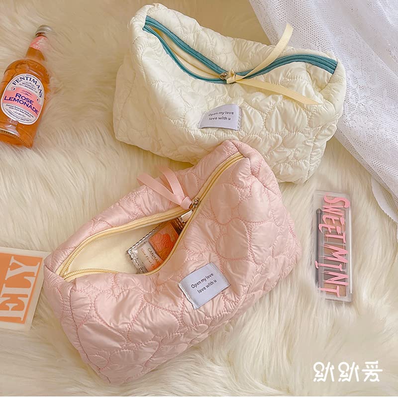 Miniatura 7 de Bolsa pequeña de cosméticos bonita, bolsa de maquillaje estética Y2K, bolsa de maquillaje estética Y2K para bolso (beige, pequeño)