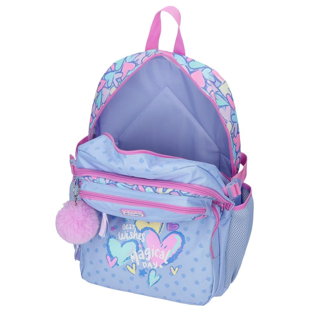 Movom Best Wishes mochila infantil, mochila escolar, fabricada en Poliéster, ruedas dobles de giro multidireccional, Múltiples formas de usarlo, rosa